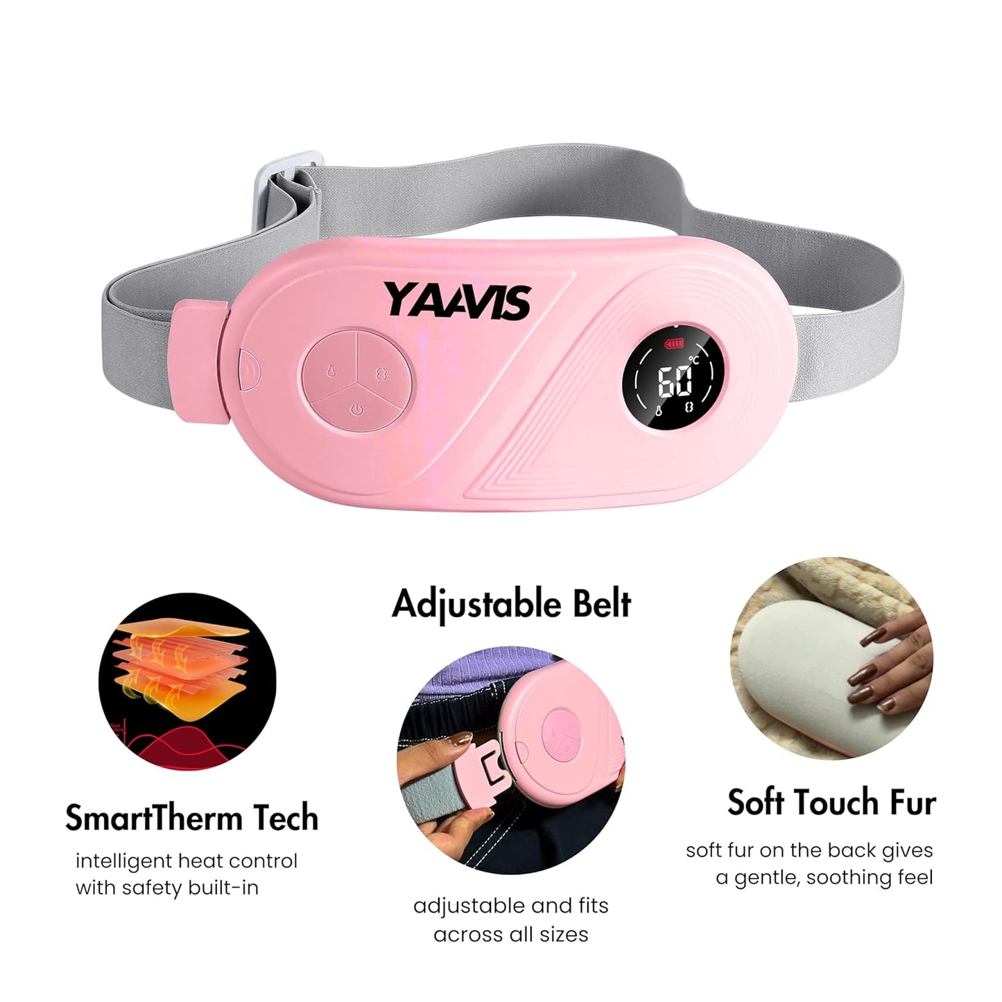 YAAVIS Portable Heating Pad & Period Pain Relief Massager