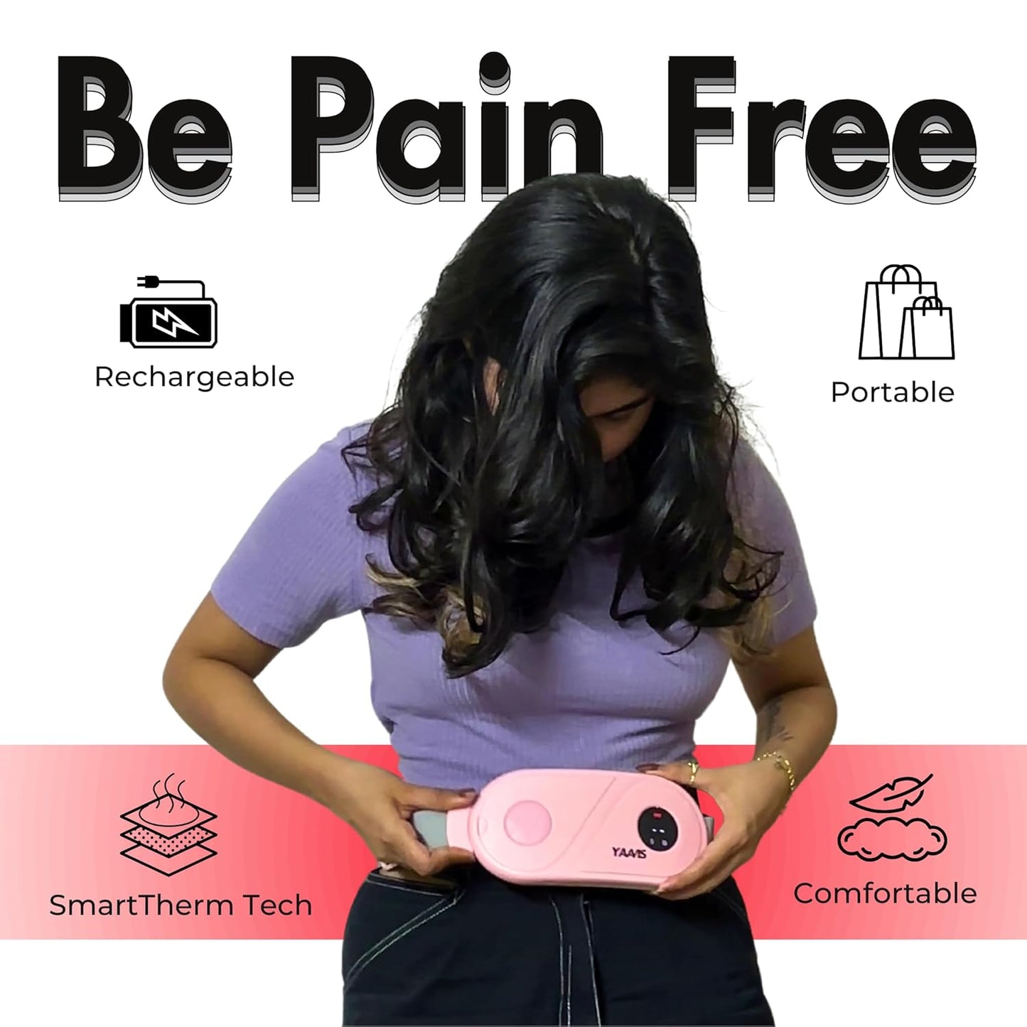 YAAVIS Portable Heating Pad & Period Pain Relief Massager
