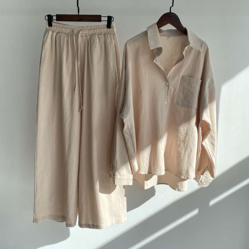 Dream Women's High Waist Cotton Shirt Suit