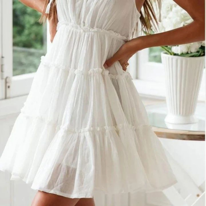 Summer Breeze Georgette White Mini Dress