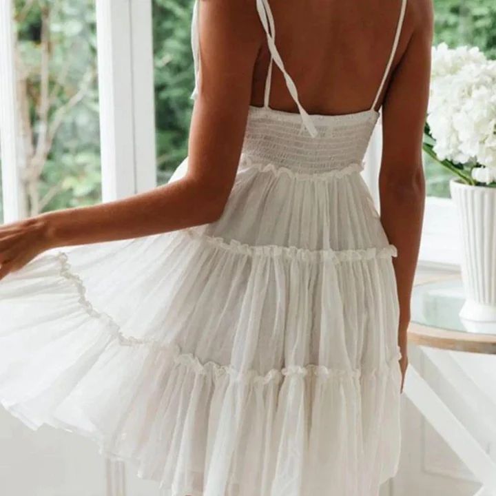 Summer Breeze Georgette White Mini Dress