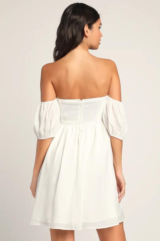 Blind Date White Off- the-Shoulder Mini Dress