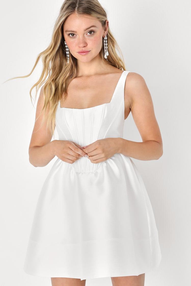Babe Love White Corset Mini Dress
