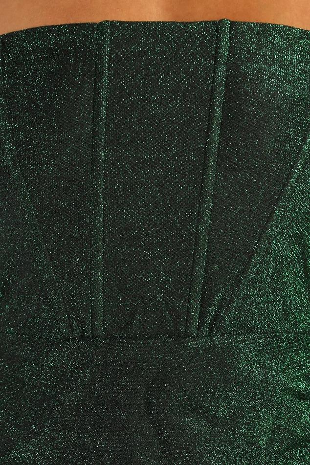 Sensational Shine Emerald Green Strapless Mini Dress