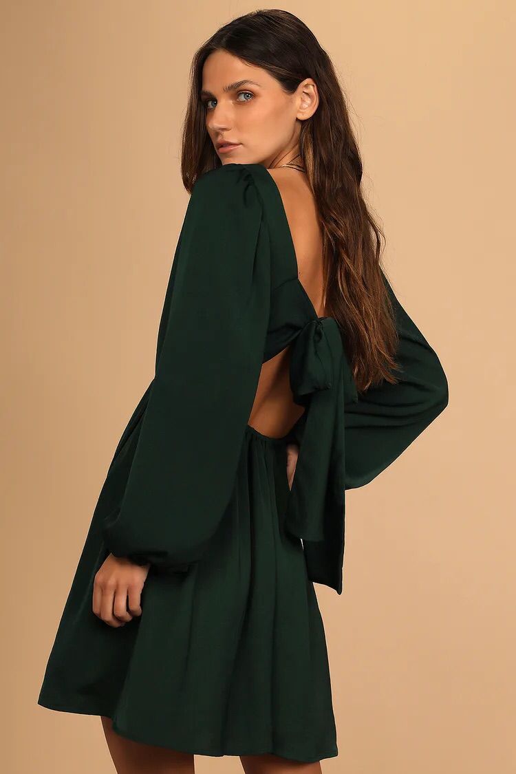 Rise to the Occasion Emerald Green Satin Tie-Back Mini Dress