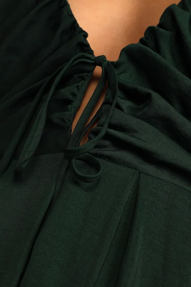 Rise to the Occasion Emerald Green Satin Tie-Back Mini Dress