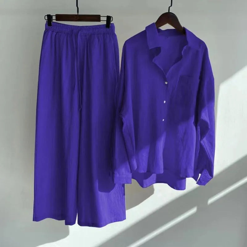 Dream Women's High Waist Cotton Shirt Suit