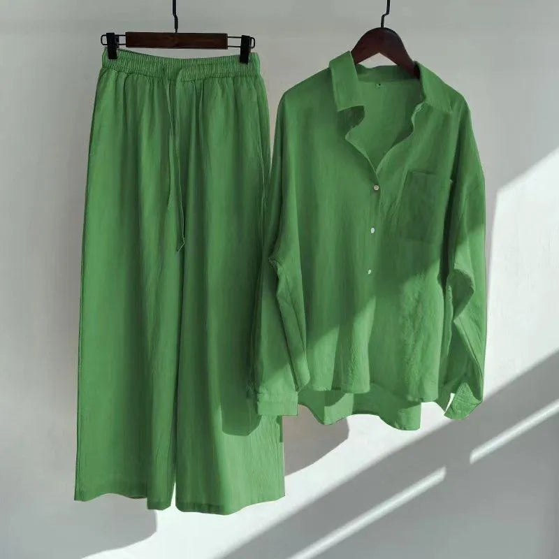 Dream Women's High Waist Cotton Shirt Suit