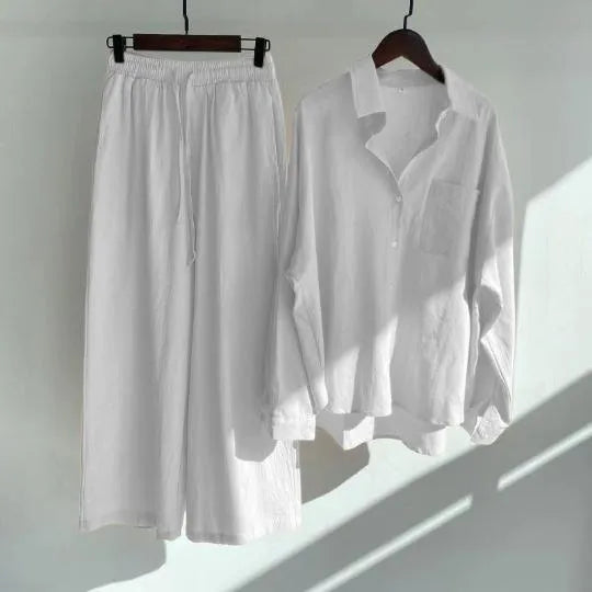 Dream Women's High Waist Cotton Shirt Suit