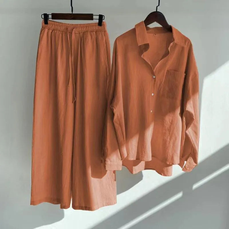 Dream Women's High Waist Cotton Shirt Suit