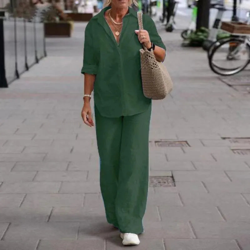 Cotton two-piece set (Long Sleeve Shirt Loose Pants)