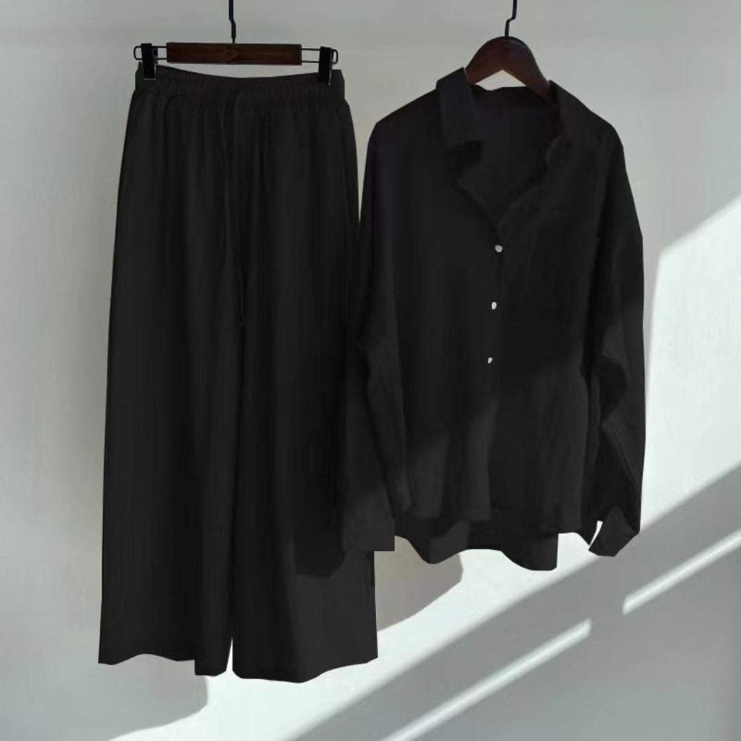 Fairy Women's High Waist Cotton Shirt Suit