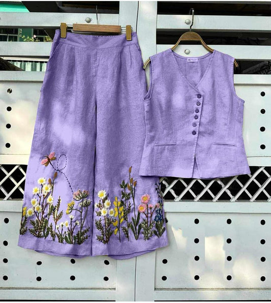 Viba Floral Cord Set (Top + Bottom)